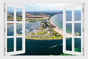 Наклейка на стіну DW000277 Острів Фемарн Віконна рама Пейзаж 90 см x 60 см - Фото 1