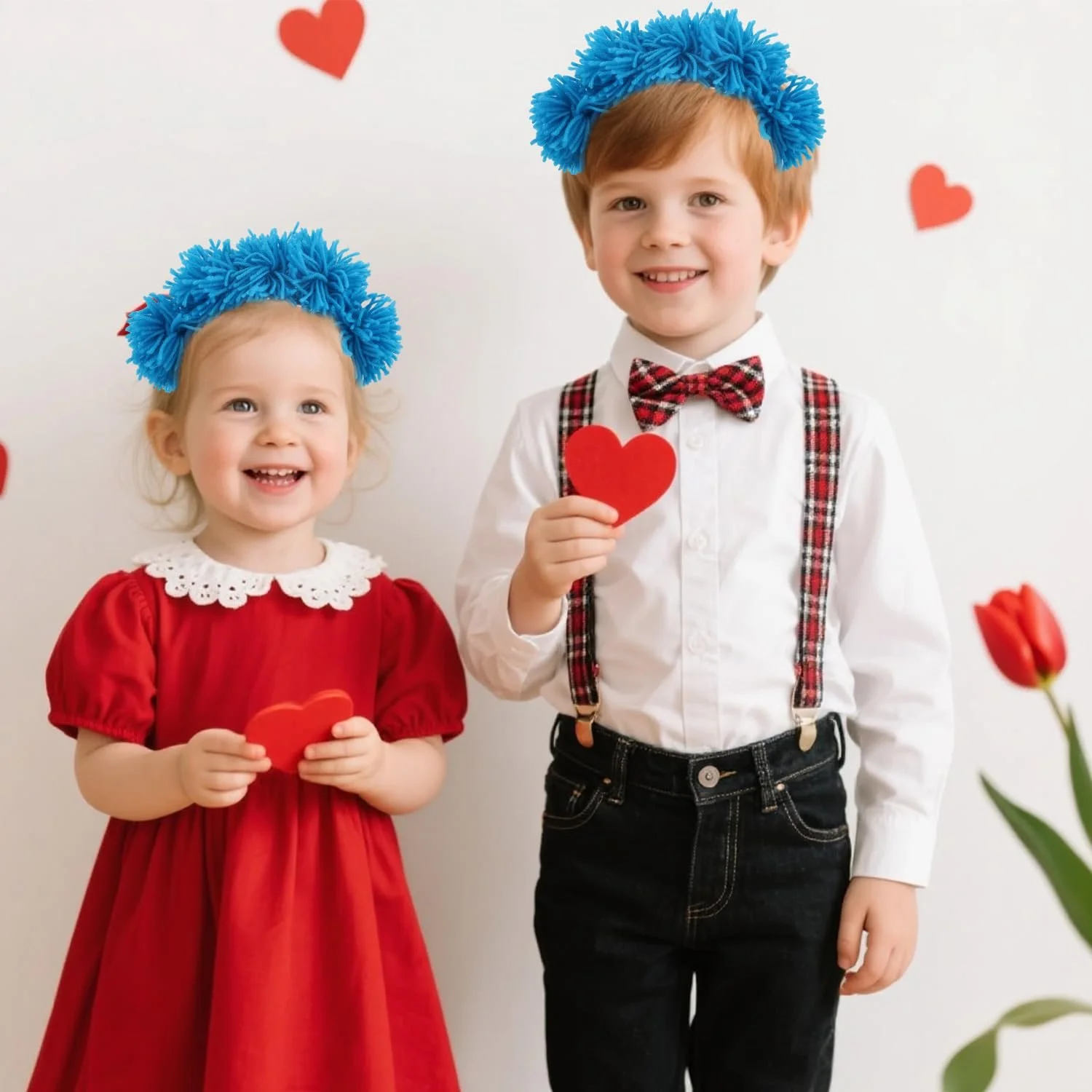 Набір з 2 блакитних пухнастих обручів на голову, фото №6