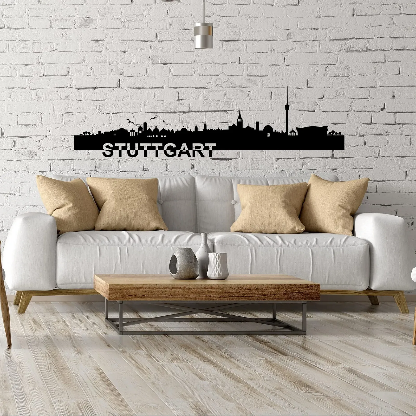 Наклейка на стіну YX038 Cities Skyline Germany Stuttgart Чорна 110 см, фото №4