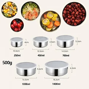 Набір мисок для змішування 5 Bowl Set 0.25 л/0.45 л/0.7 л/1 л/1.4 л з кришками Stainless Steel synthetic.ua - Фото 1