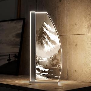 Настільна лампа LED Glass Light Snow Mountain, Sail з гравіюванням срібляста synthetic.ua - Фото 1