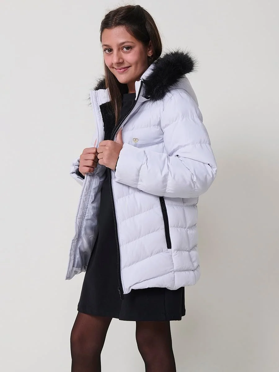 Куртка Koroshi стьобана для дівчат Перлинно-сіра, з коміром-стійкою, фото №8