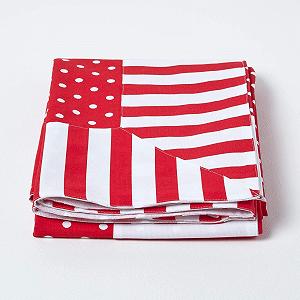 Покривало Homescapes Декоративне 150 x 200 см Червоні Цятки Червоні Смуги synthetic.ua - Фото 1