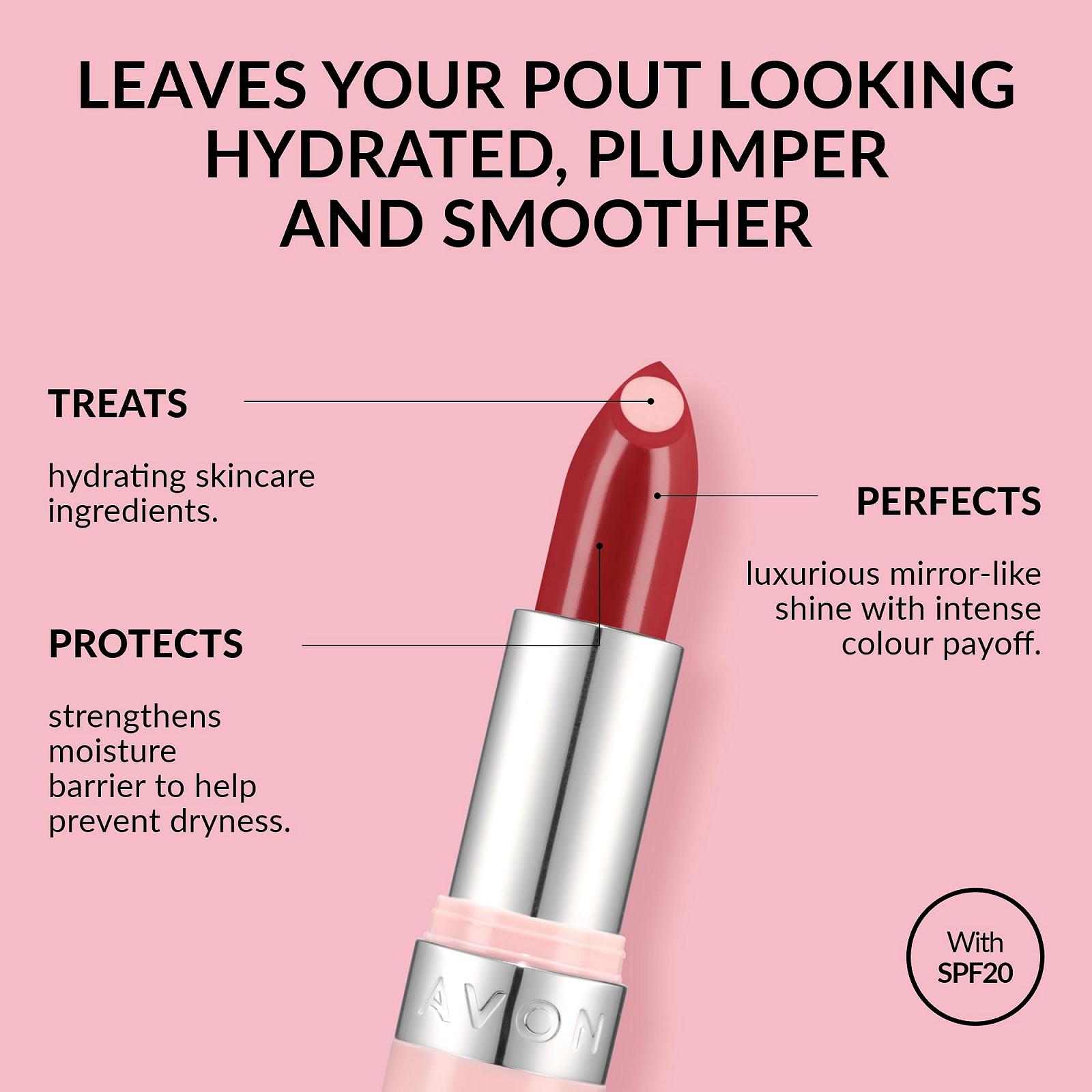 Помада Avon Hydramatic Shine 3.6г Увлажняющая Интенсивный цвет SPF 20 Ярко-красный, фото №3