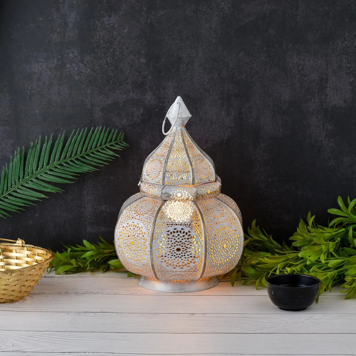 Набір з 2 ламп-ліхтарів Marrakech Lamisa метал 30 см східний декор Біла, фото №7