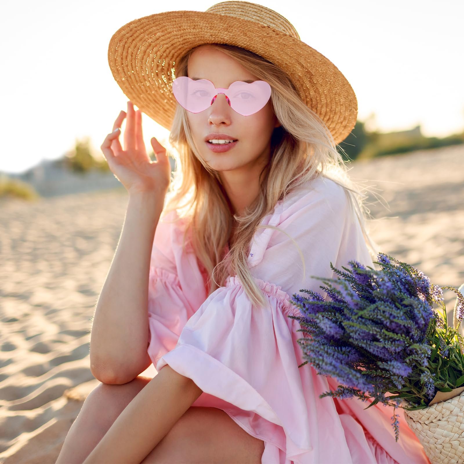 Сонцезахисні окуляри Серце Bliceon Набір з 3 шт Рожевий, фото №5