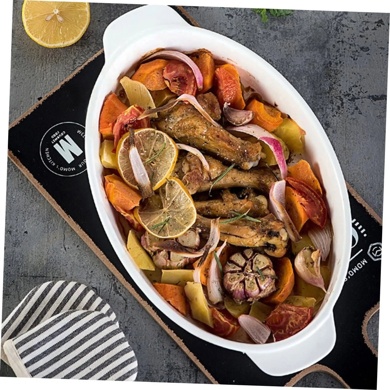 Форма для запікання керамічна овальна глибока термостійка з ручками, фото №3