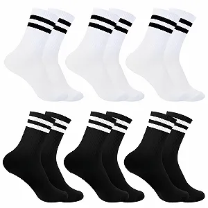 Теннисные носки Черный + Белый, 6 пар, размер 39-42 - Фото 1
