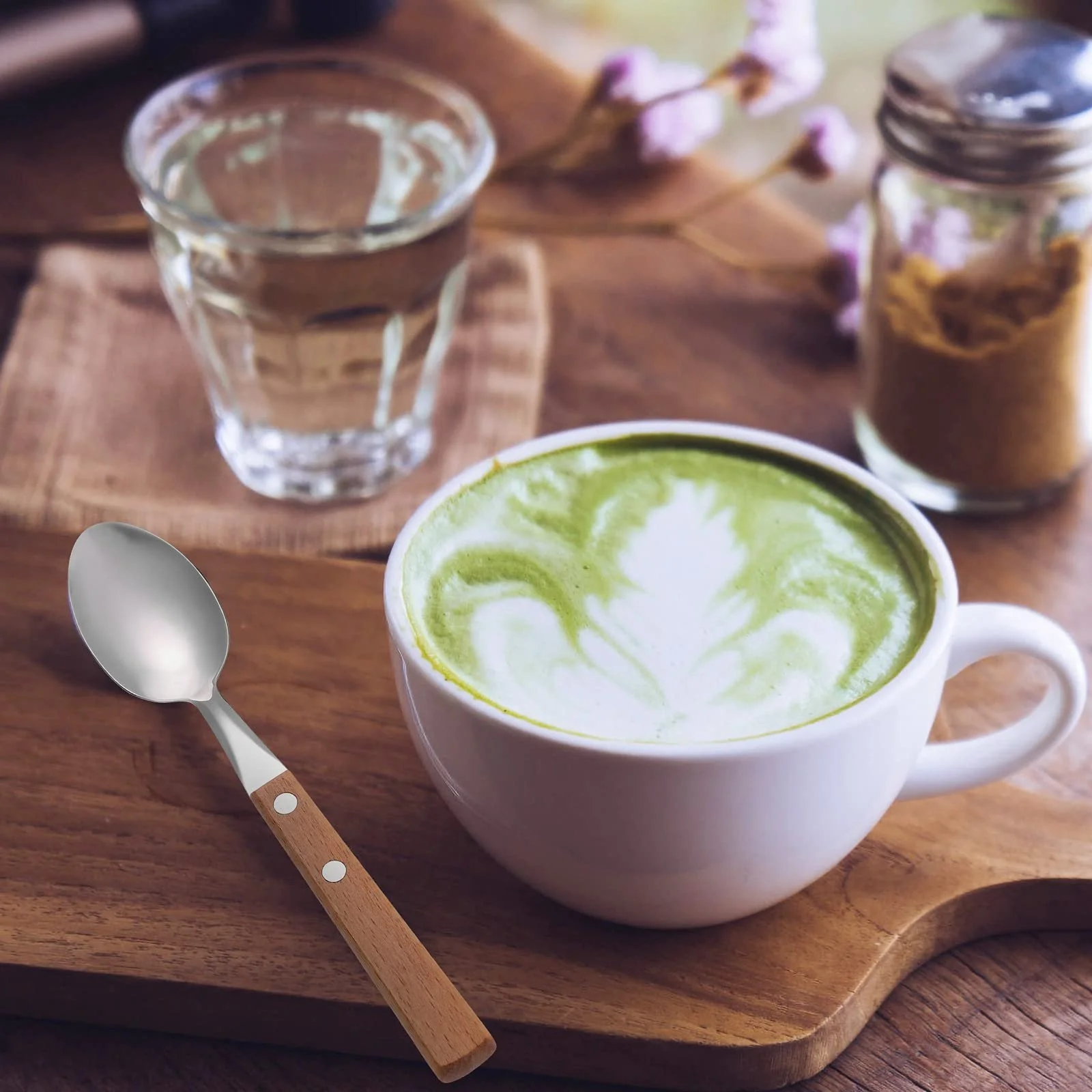 Набір з 5 десертних ложок з нержавіючої сталі з дерев'яними ручками, фото №8