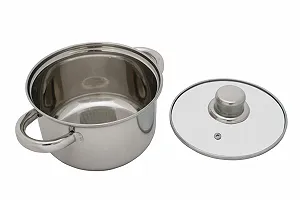 Кастрюля из нержавеющей стали со стеклянной крышкой 3.5 л 20 см synthetic.ua - Фото 1