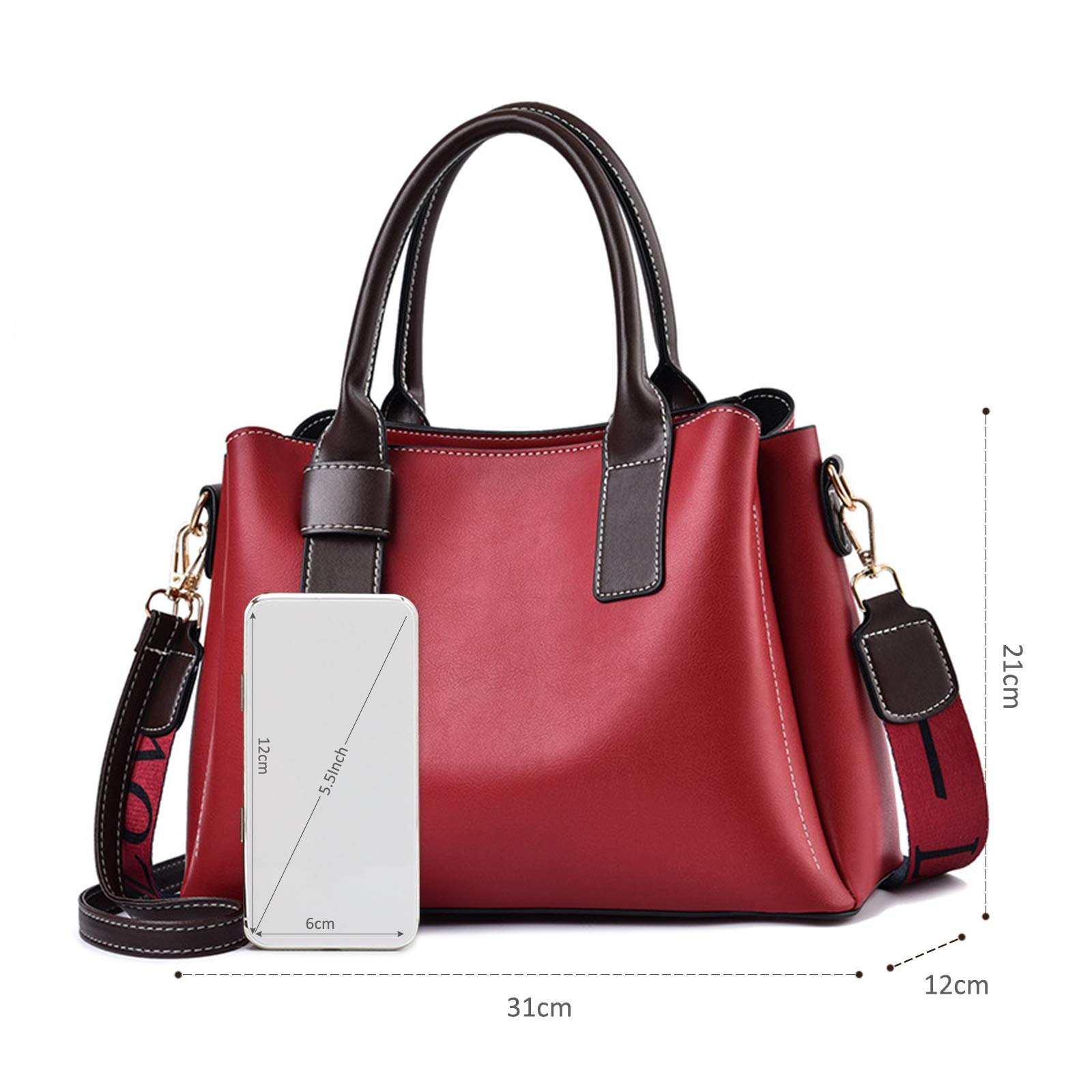 Сумка с ручкой сверху NICOLE & DORIS Элегантная, с несколькими карманами, красное вино, фото №6