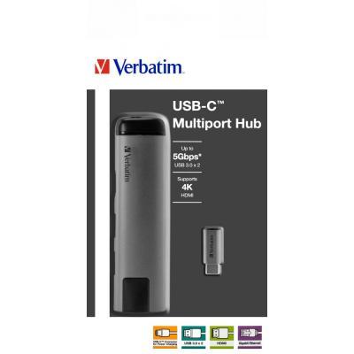 Концентратор Verbatim USB-C to U3.1G1/U3.0x2/HDMI/RJ45 (49141), фото №4