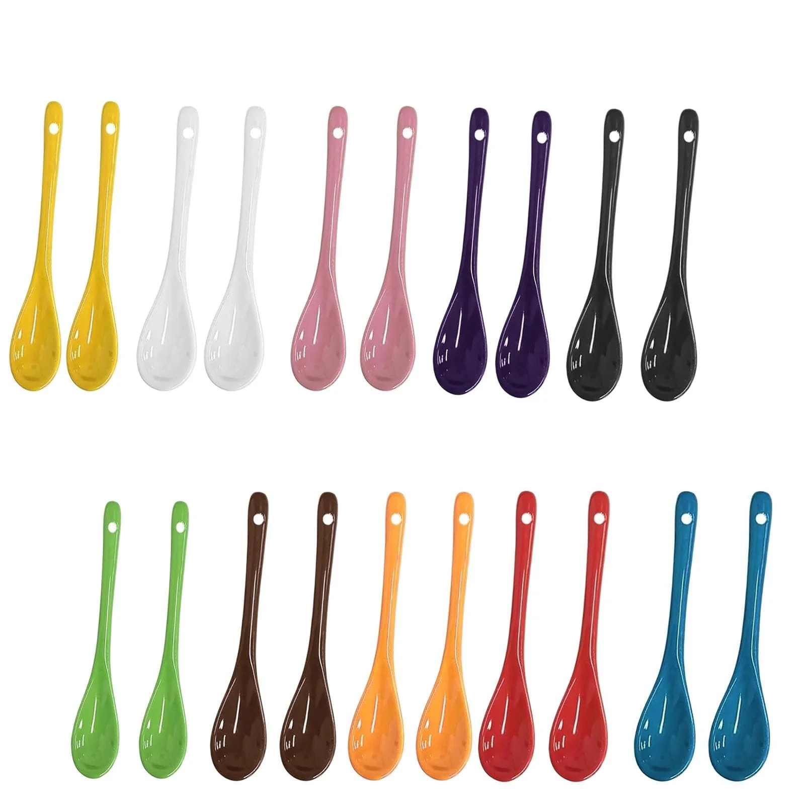 Ложка Яєчна, Фарфорова, Різнокольорова, 12 см x 2.5 см, Набір 20 штук, фото №1