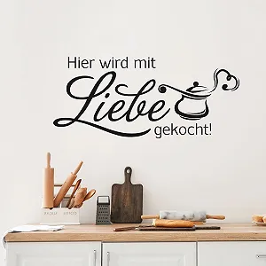Наклейка на стіну GRAZDesign Кухонний напис "Тут готують з любов'ю" 68 x 30 см Чорна - Фото 1