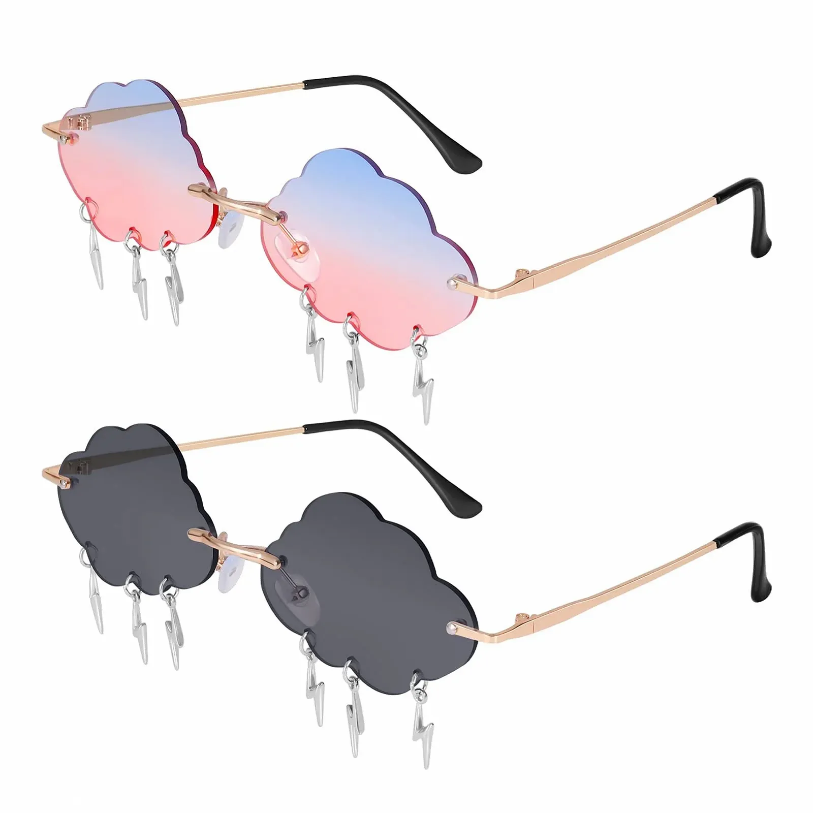 Сонцезахисні окуляри Auidy_6TXD Без оправи Набір з 2 шт. Різнокольорові, фото №1