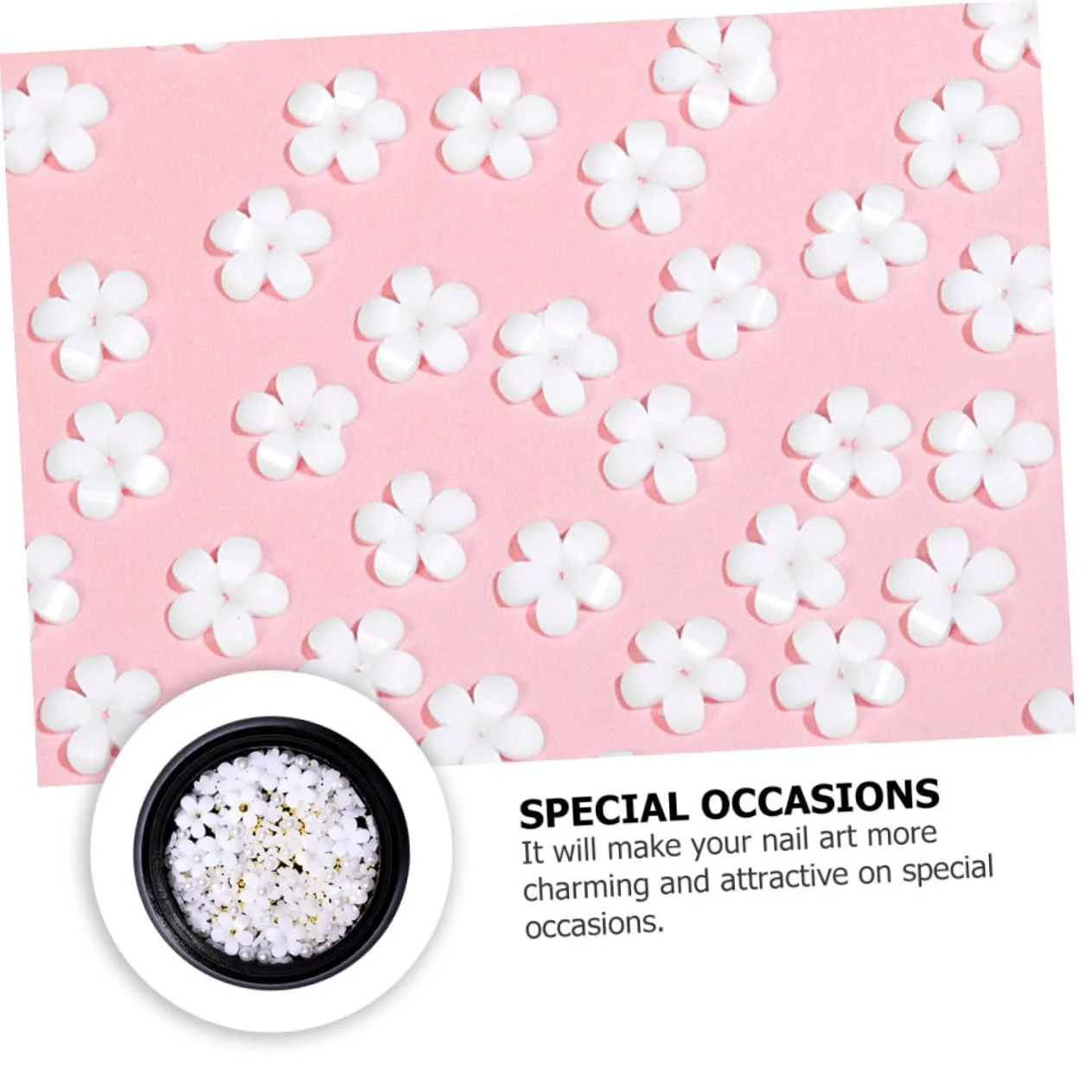 Украшения для ногтей Цветы с пятью лепестками из белой смолы 2 шт, фото №7 Украшения для ногтей Цветы с пятью лепестками из белой смолы 2 шт, фото №7