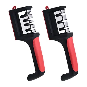 Точило для ножів набір 2 шт. ручне 3/4-рівневе Чорний та червоний - Фото 1