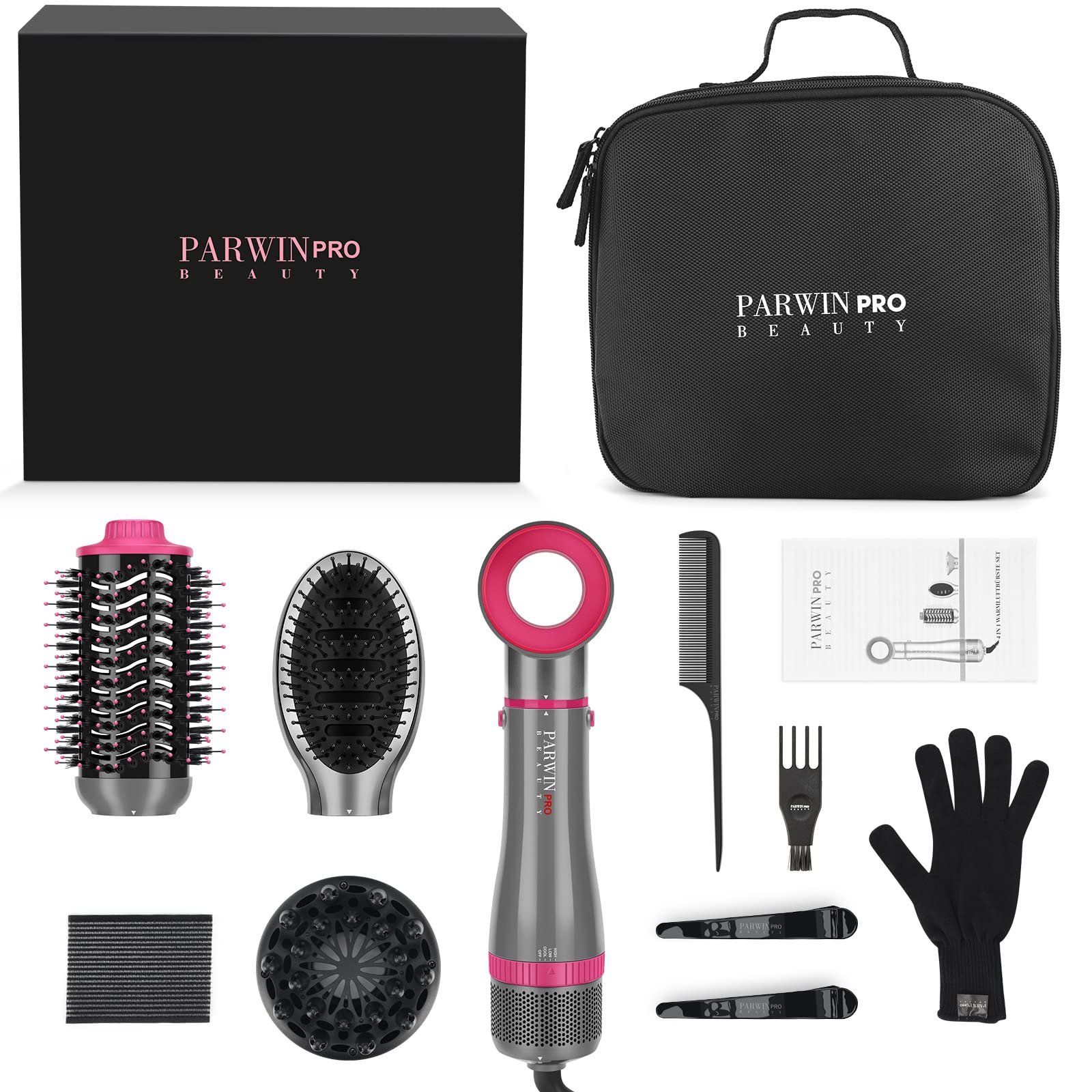 Фен-щетка Parwin Pro Beauty 4-in-1 1000 W с 4 насадками для сушки и стайлинга, фото №8 Фен-щетка Parwin Pro Beauty 4-in-1 1000 W с 4 насадками для сушки и стайлинга, фото №8