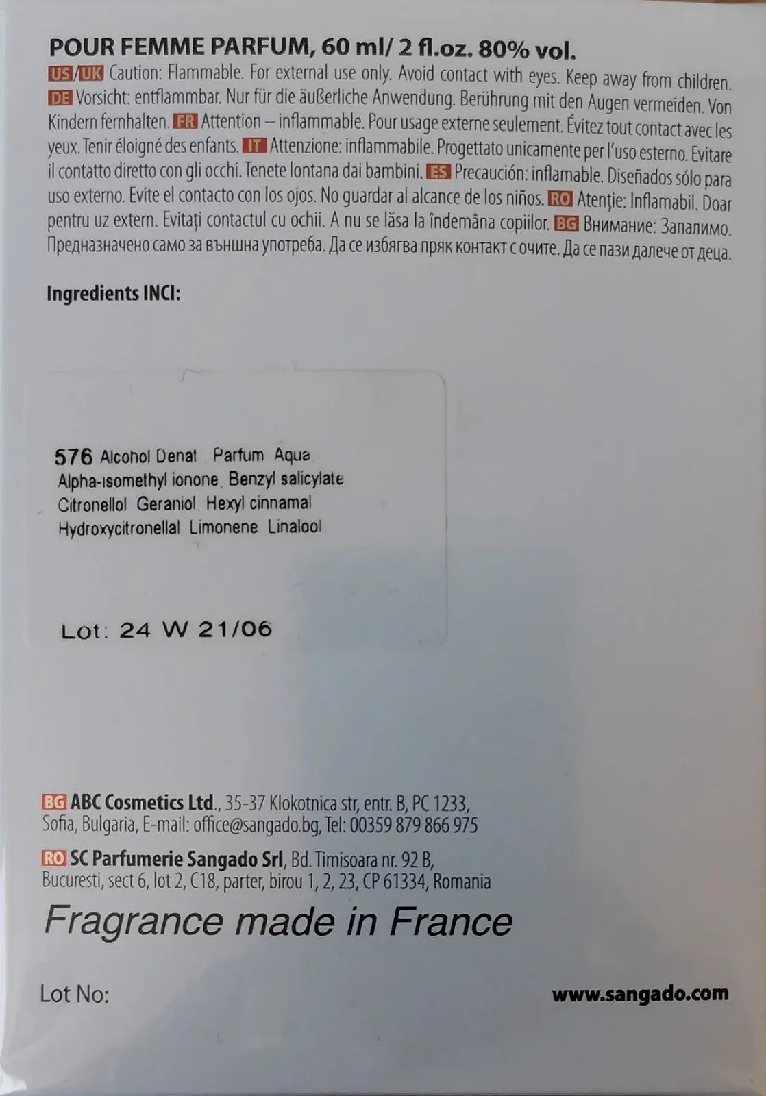 Парфюмированная вода SANGADO CELESTE 60 мл, фото №6 Парфюмированная вода SANGADO CELESTE 60 мл, фото №6