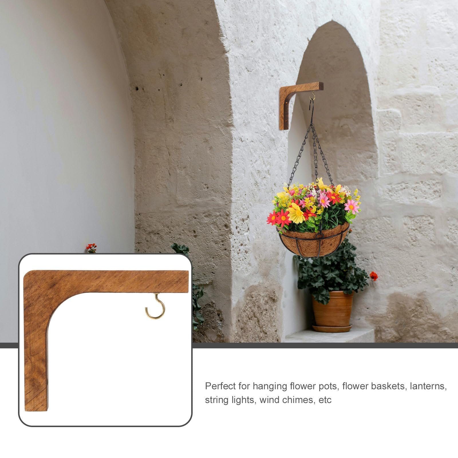Настенные крючки для растений Yardwe Nordic Style деревянные, фото №8