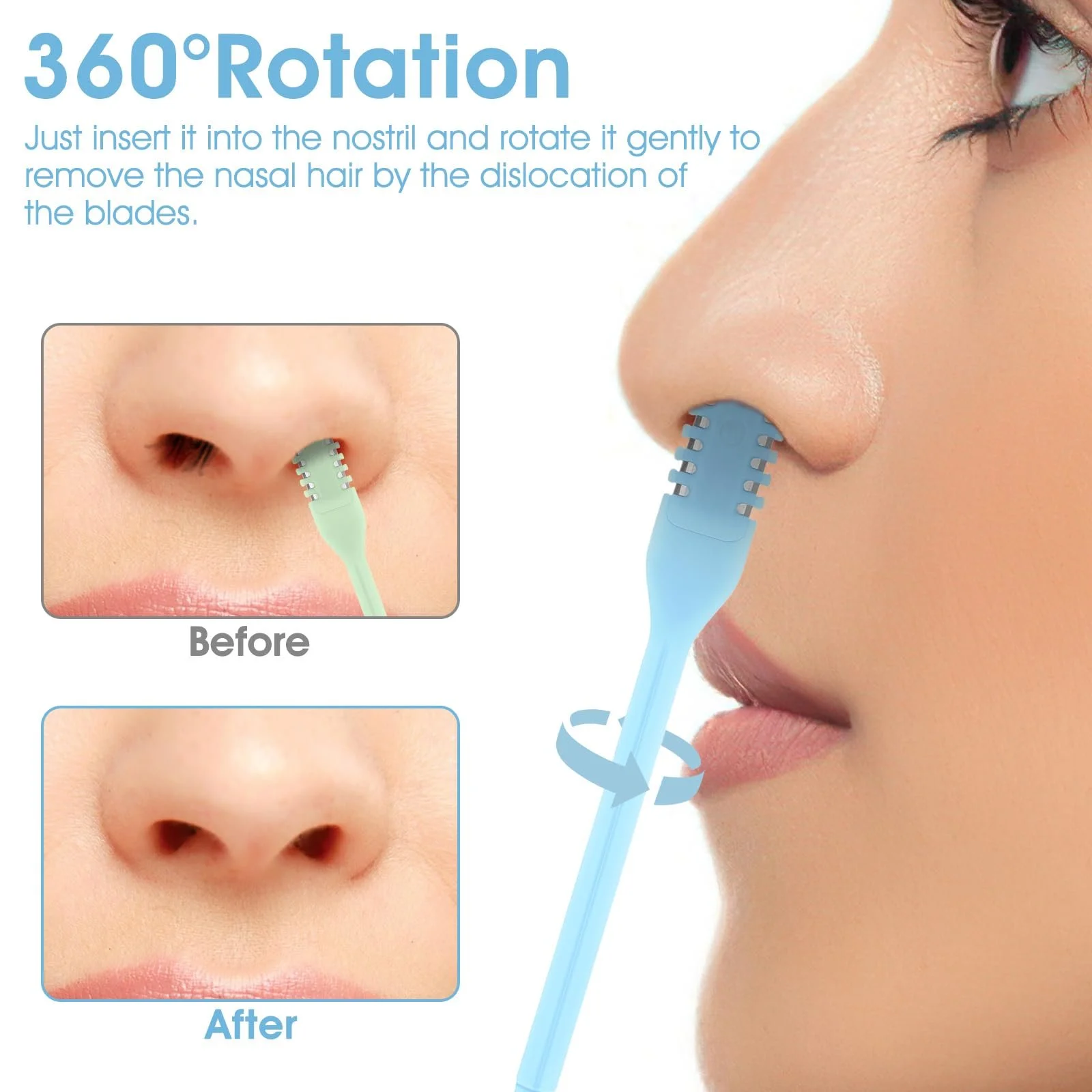 Тример Tyqour 2-в-1 для волосся у носі з двостороннім лезом, фото №2