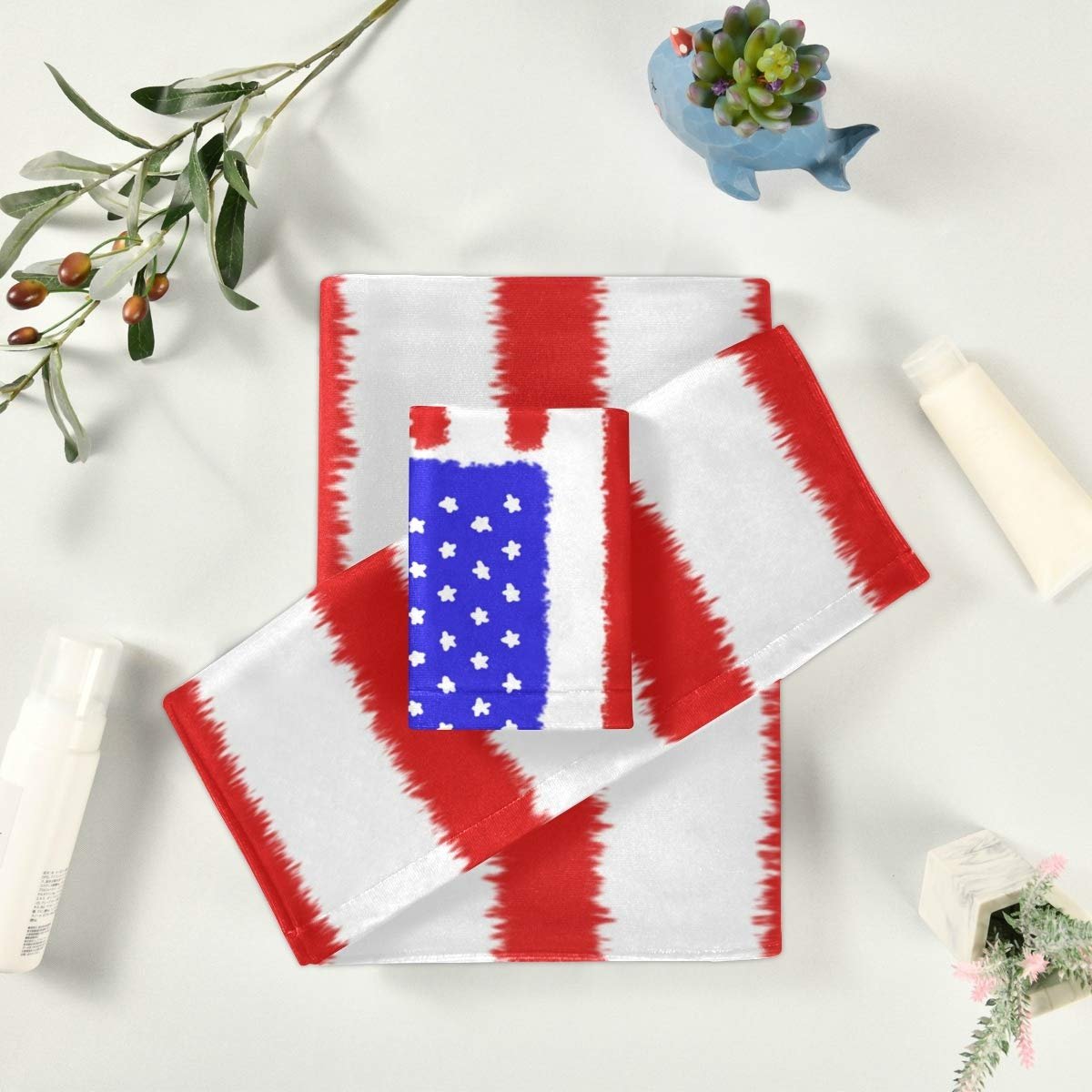 Набір рушників BEUSS Usa Kunstflagge 100% бавовна (1 банний рушник, 1 рушник для рук, 1 серветка) стійкі до запахів високопоглинаючі для дітей та дівчаток, фото №6