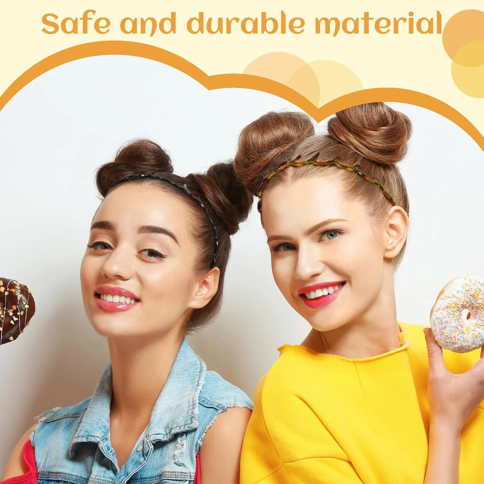 Обруч для волосся Zigzag, 6 шт, пластик, хвилястий, фото №5