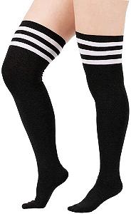 Женские носки DRESHOW выше колена, гетры в полоску, повседневные высокие носки synthetic.ua - Фото 1