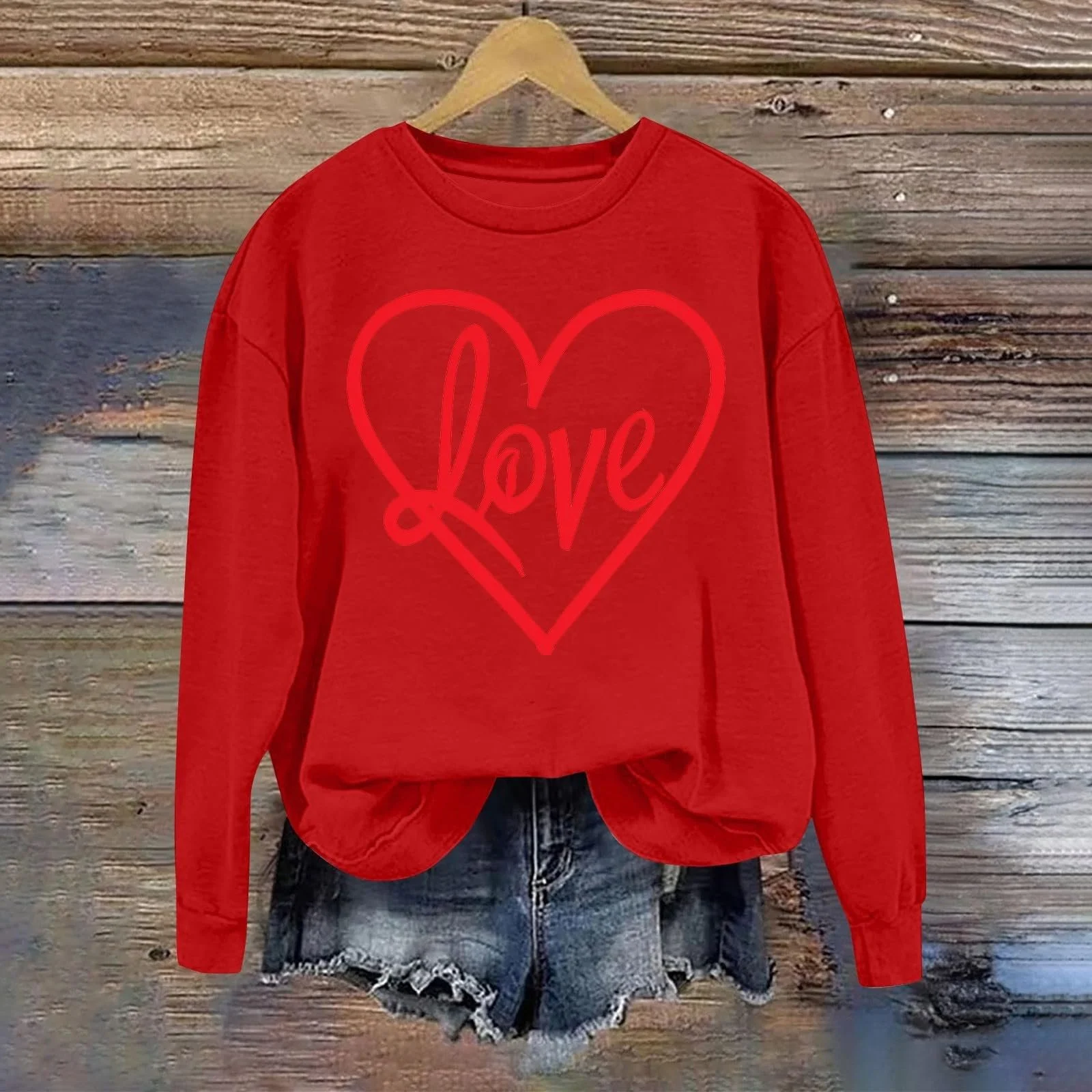 Женский свитшот Gwnauz Классический Love Heart ко Дню Святого Валентина, фото №2 Женский свитшот Gwnauz Классический Love Heart ко Дню Святого Валентина, фото №2