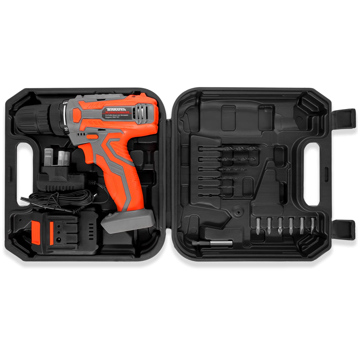 Шуруповерт Terratek Combi Drill 18V/20V-Max Li-Ion з LED-світлом у комплекті з акумулятором та зарядним пристроєм, фото №4