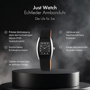 Женские часы Just Watch Ayla Аналоговые Кварцевые JW10092 Черный Серебряный, Ремешок synthetic.ua - Фото 1