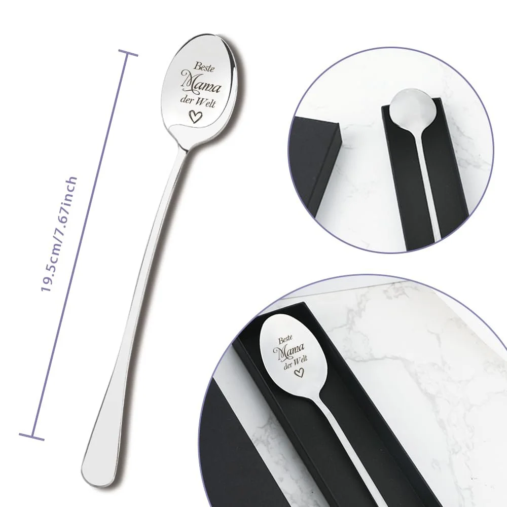 Ложка для кави Без бренда З написом Mama Нержавіюча сталь, фото №2