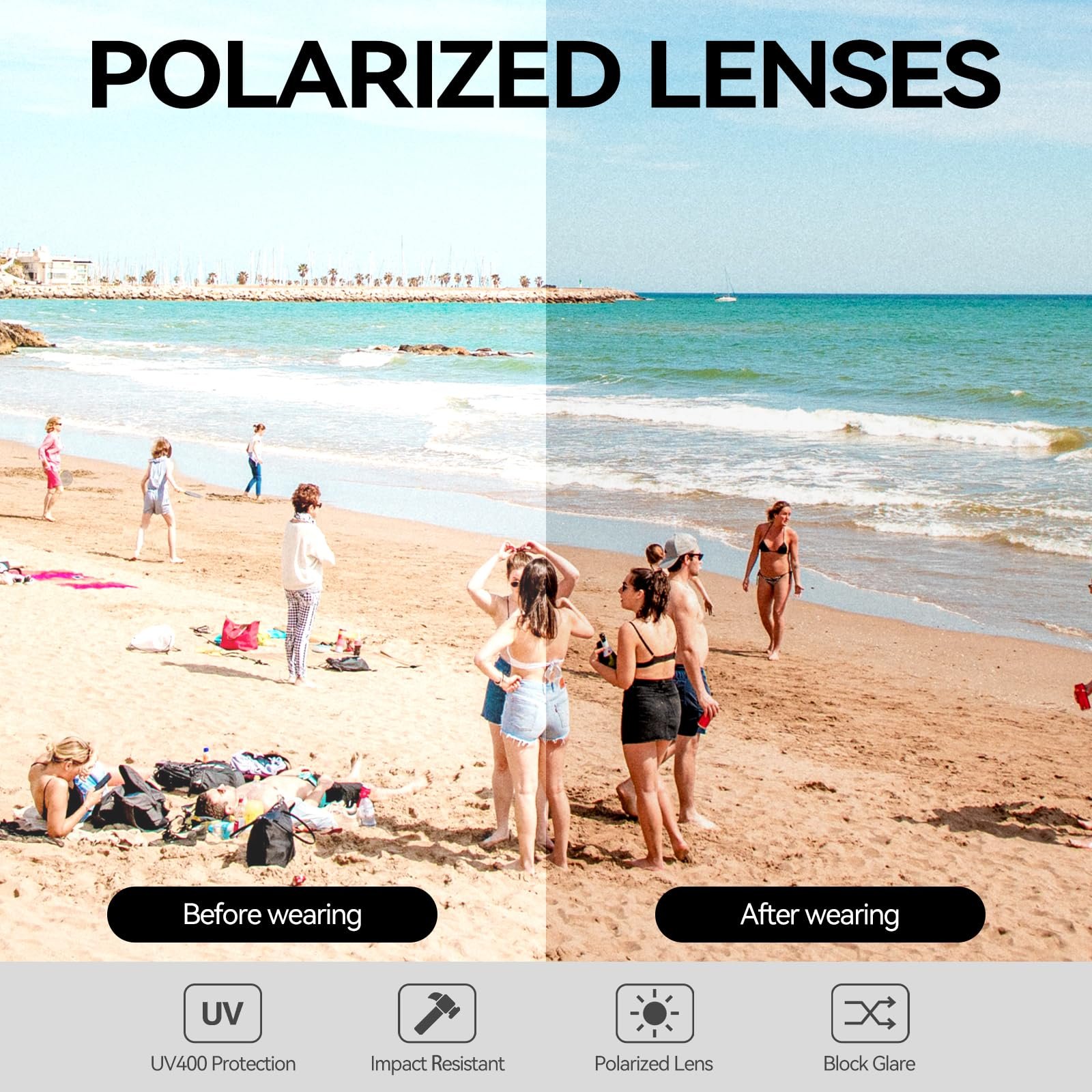 Поляризовані сонцезахисні окуляри для жінок Myiaur UV400 з УФ-захистом, легка оправа TR90, фото №7