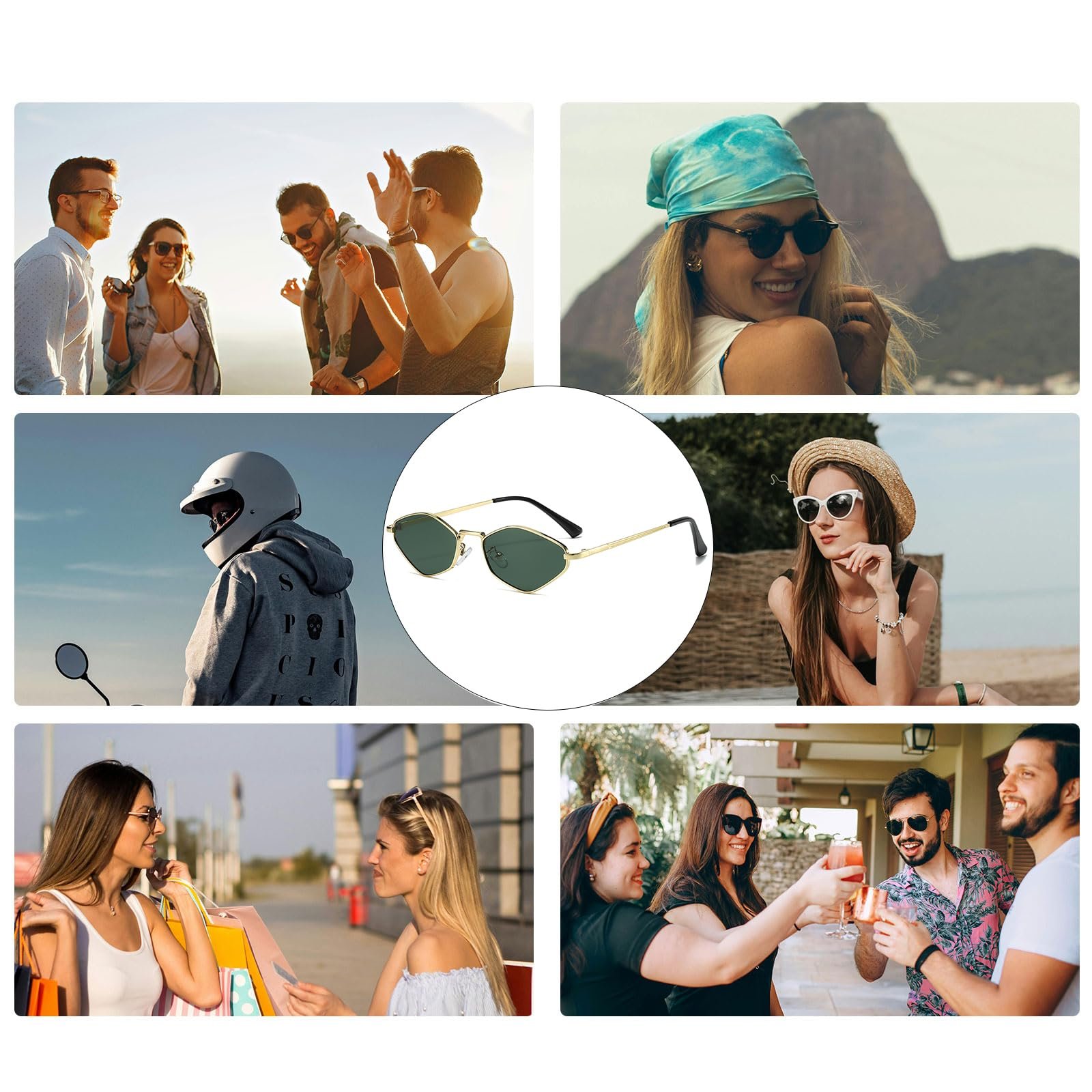 Солнцезащитные очки Шестиугольные YAMEIZE Металл Ретро UV400, фото №7