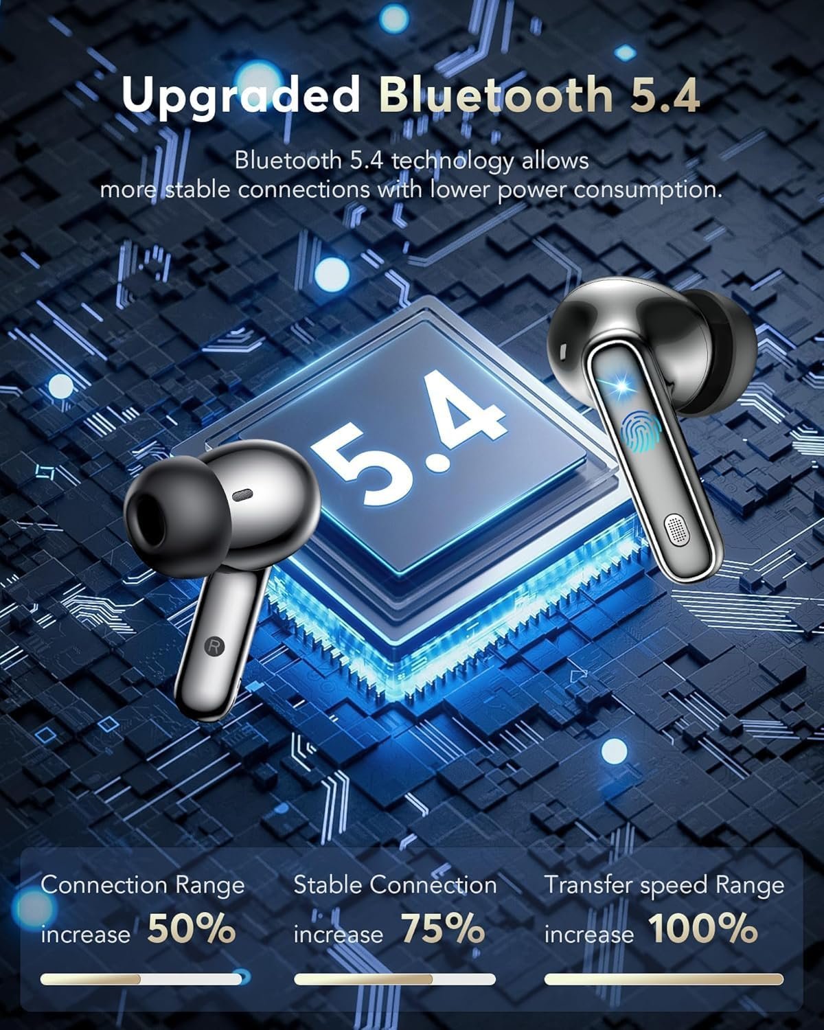 Навушники-перекладачі AI, Bluetooth 5.4, для 144 мов та акцентів, бездротові 36 годин, 4 мікрофони ANC, IP7 водонепроникні, чорні, фото №6