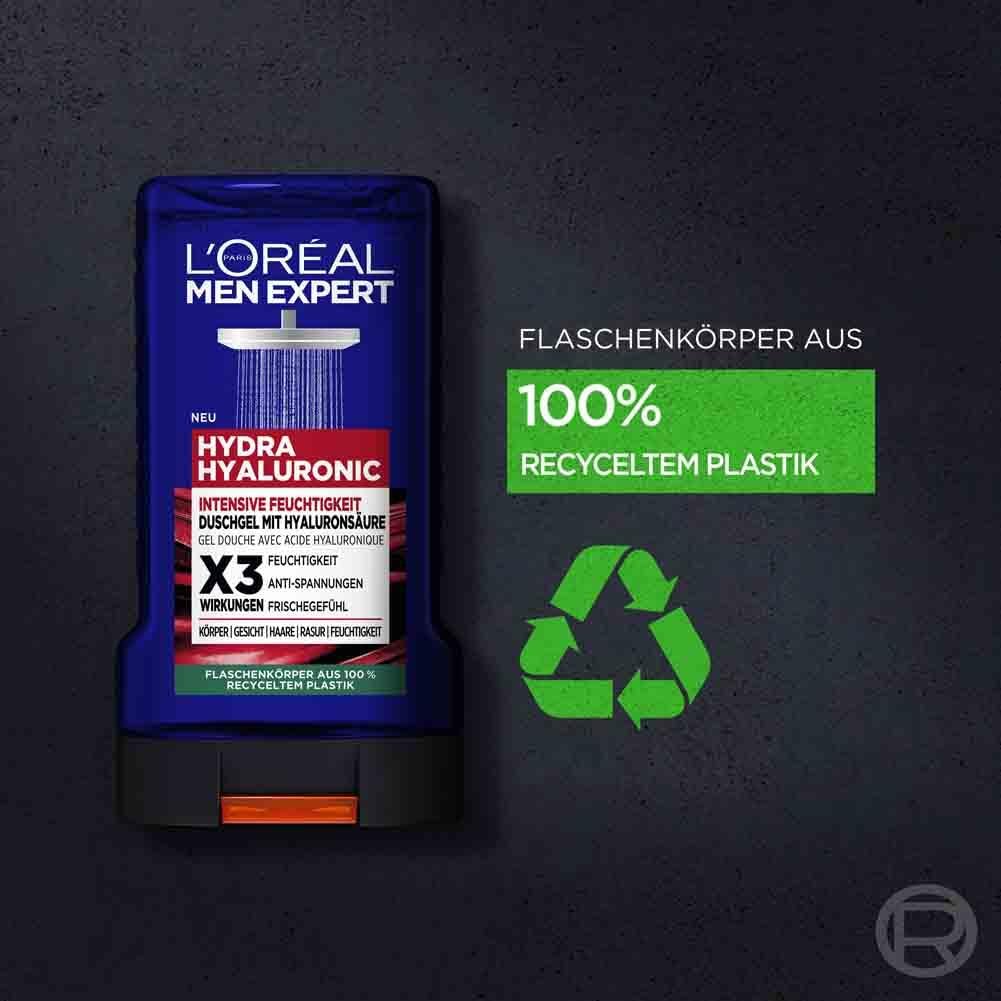 Гель для душу та шампунь L'Oréal Men Expert Hydra Hyaluronic Гіалуронова кислота 6 x 250 мл, фото №7
