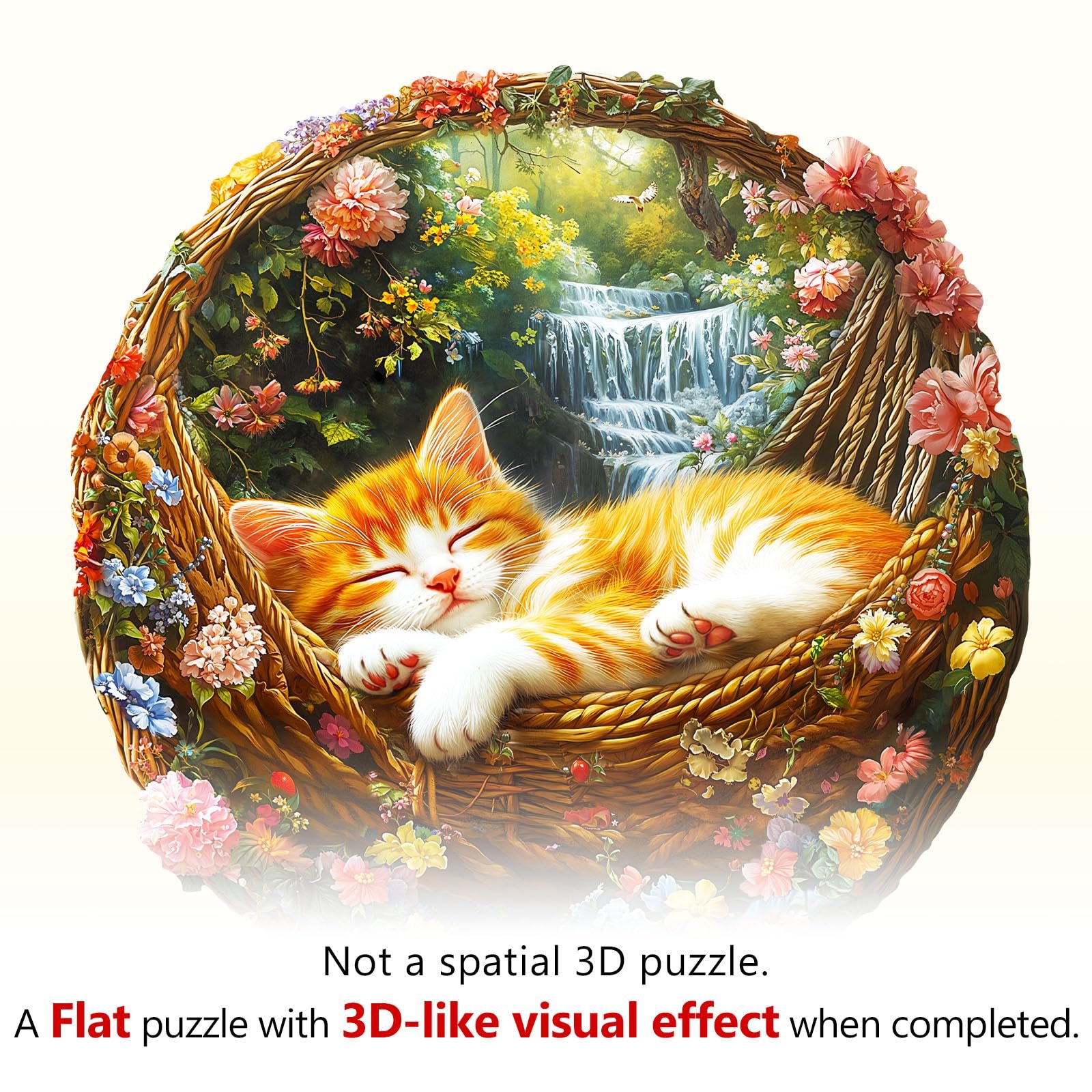 Пазл деревянный Garden Sleeping Kitten 280 элементов круглый 3D, фото №8 Пазл деревянный Garden Sleeping Kitten 280 элементов круглый 3D, фото №8