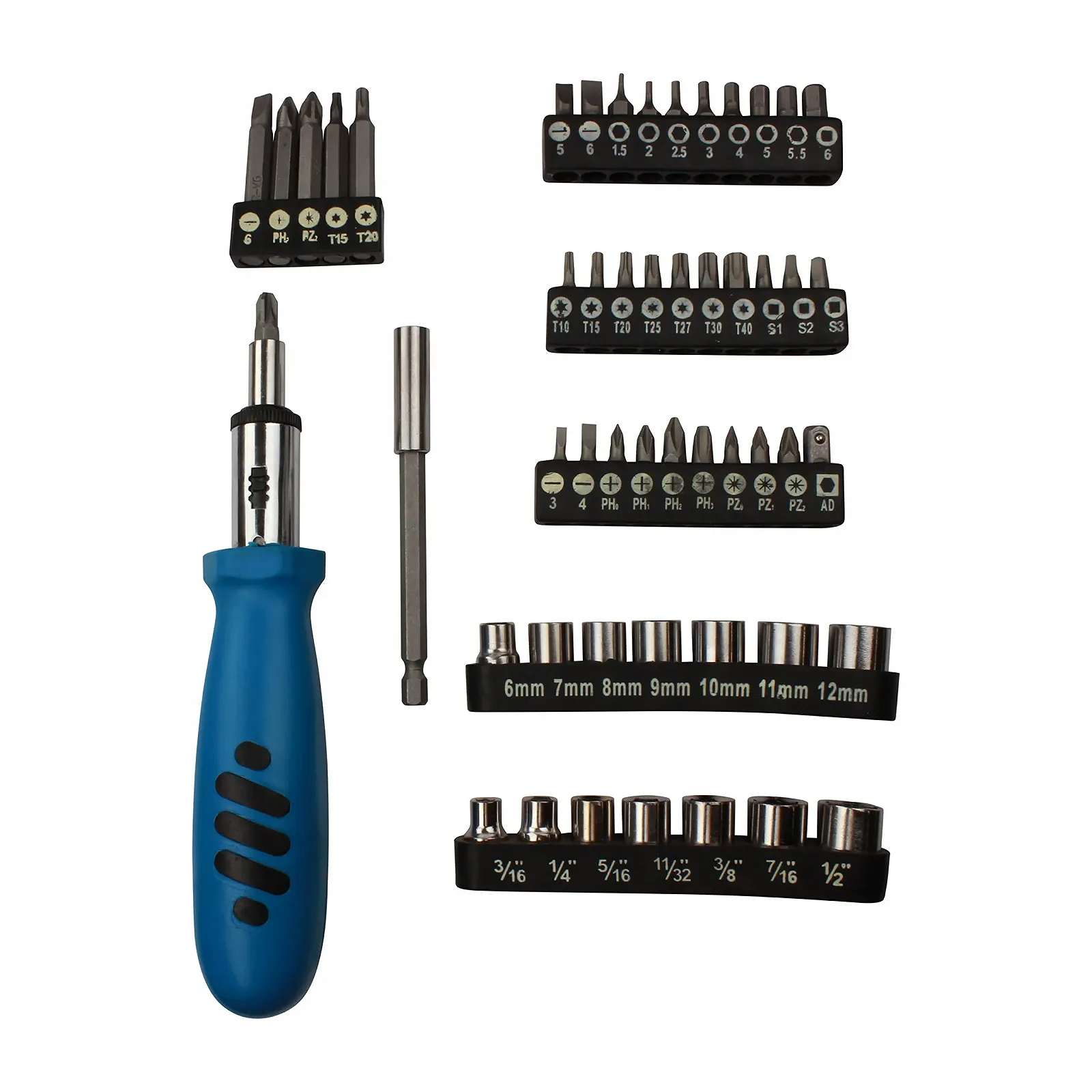 Набір викруток з тріскачкою та головками 52 шт., фото №2