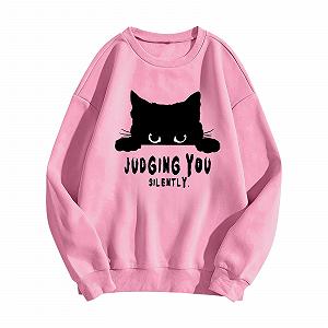 Женский свитшот Однотонный Милый Повседневный Свободный крой Y2K Аккуратный Готический Комфортный Готический Большой размер Мягкий Осенний - Фото 1