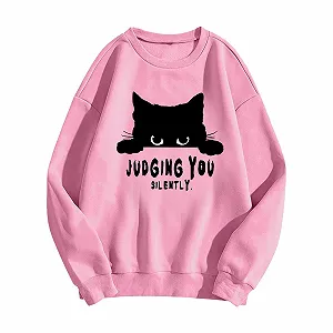 Женский свитшот Однотонный Милый Повседневный Свободный крой Y2K Аккуратный Готический Комфортный Готический Большой размер Мягкий Осенний - Фото 1