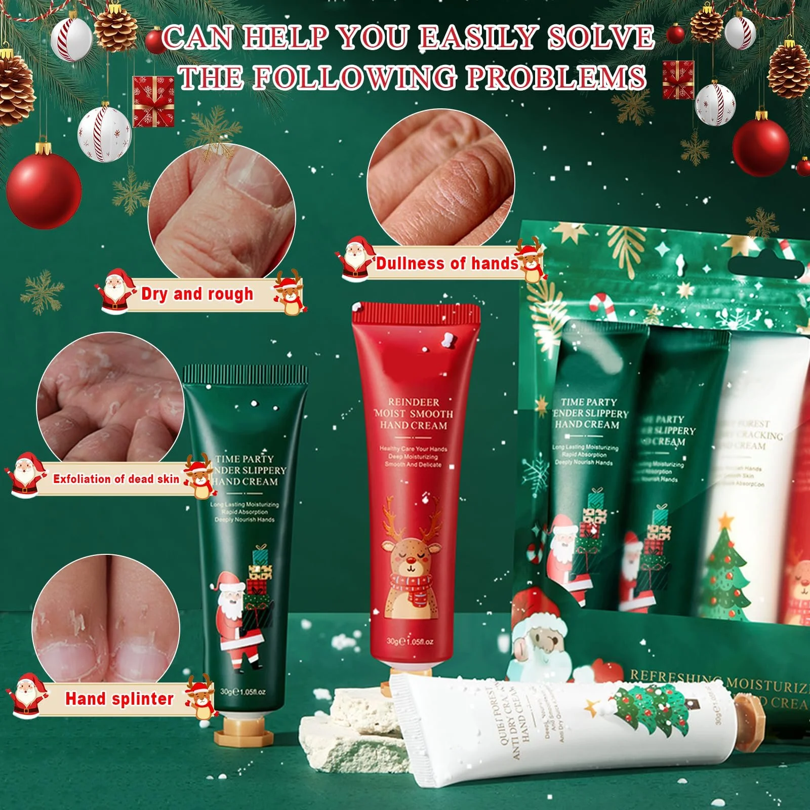 Набір кремів для рук 5 шт Різдвяний набір, фото №4
