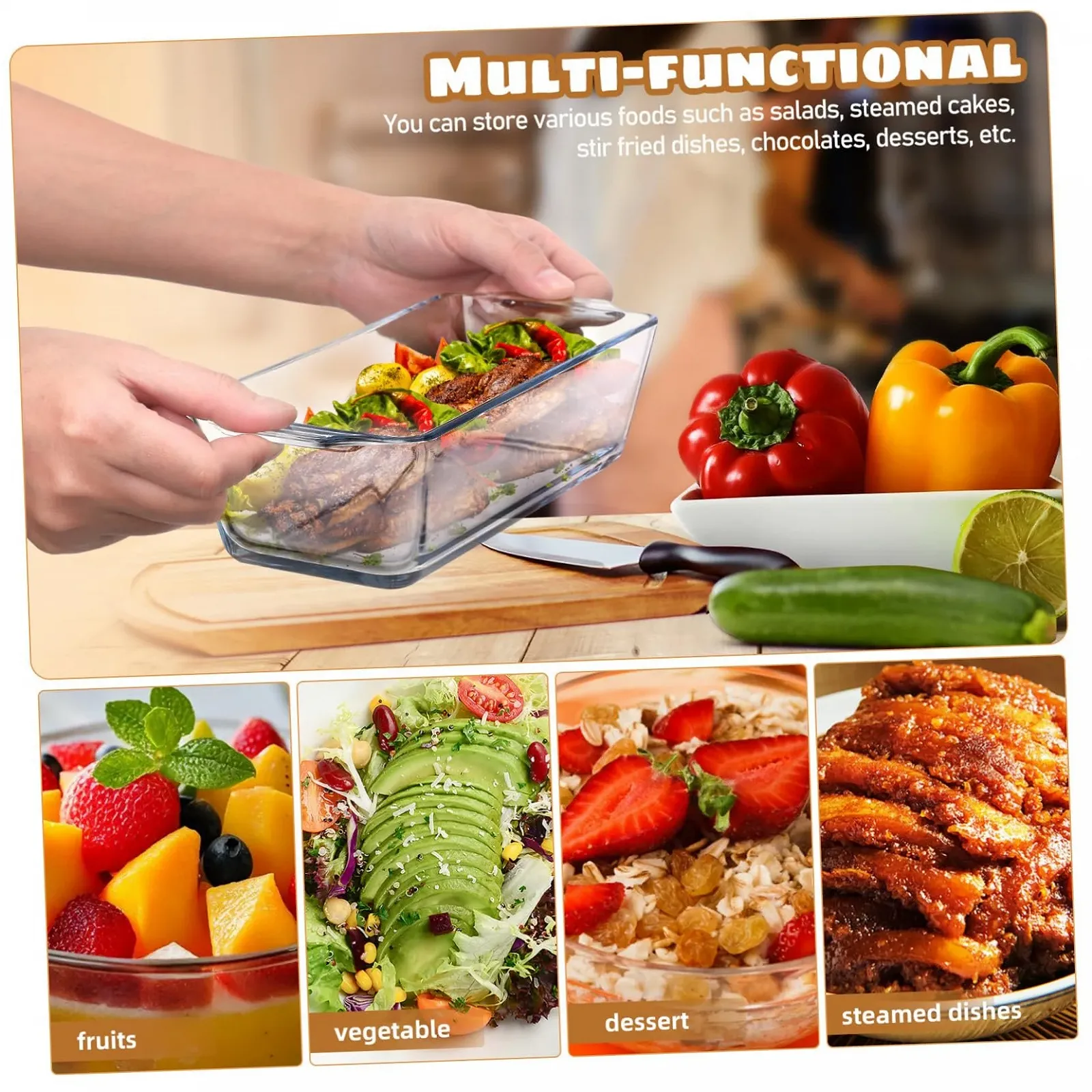 Форма для запікання ULTECHNOVO Скляна термостійка багатофункціональна, фото №3