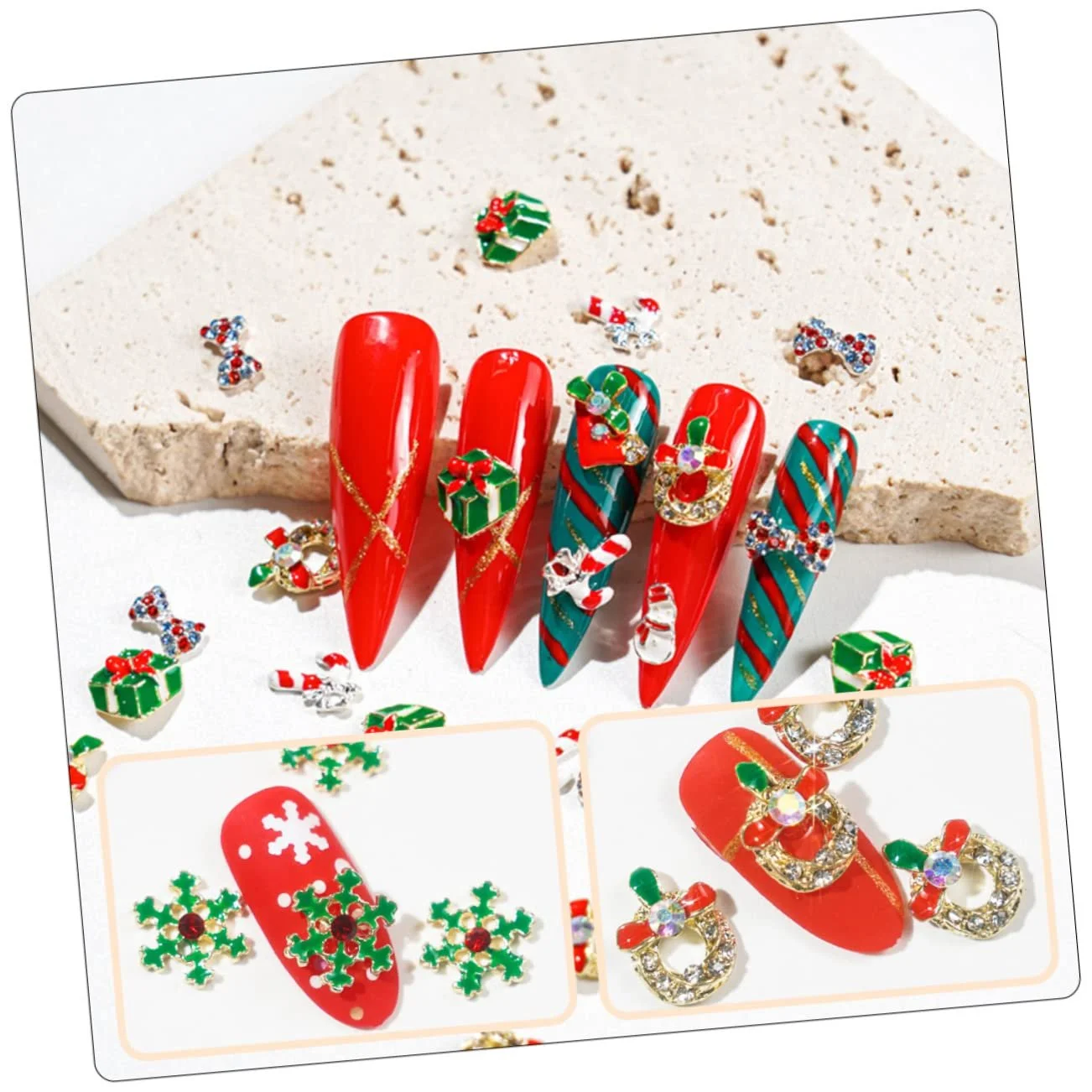 Наклейки для нігтів POPETPOP 30 шт, Різдвяний декор, Металеві, фото №9