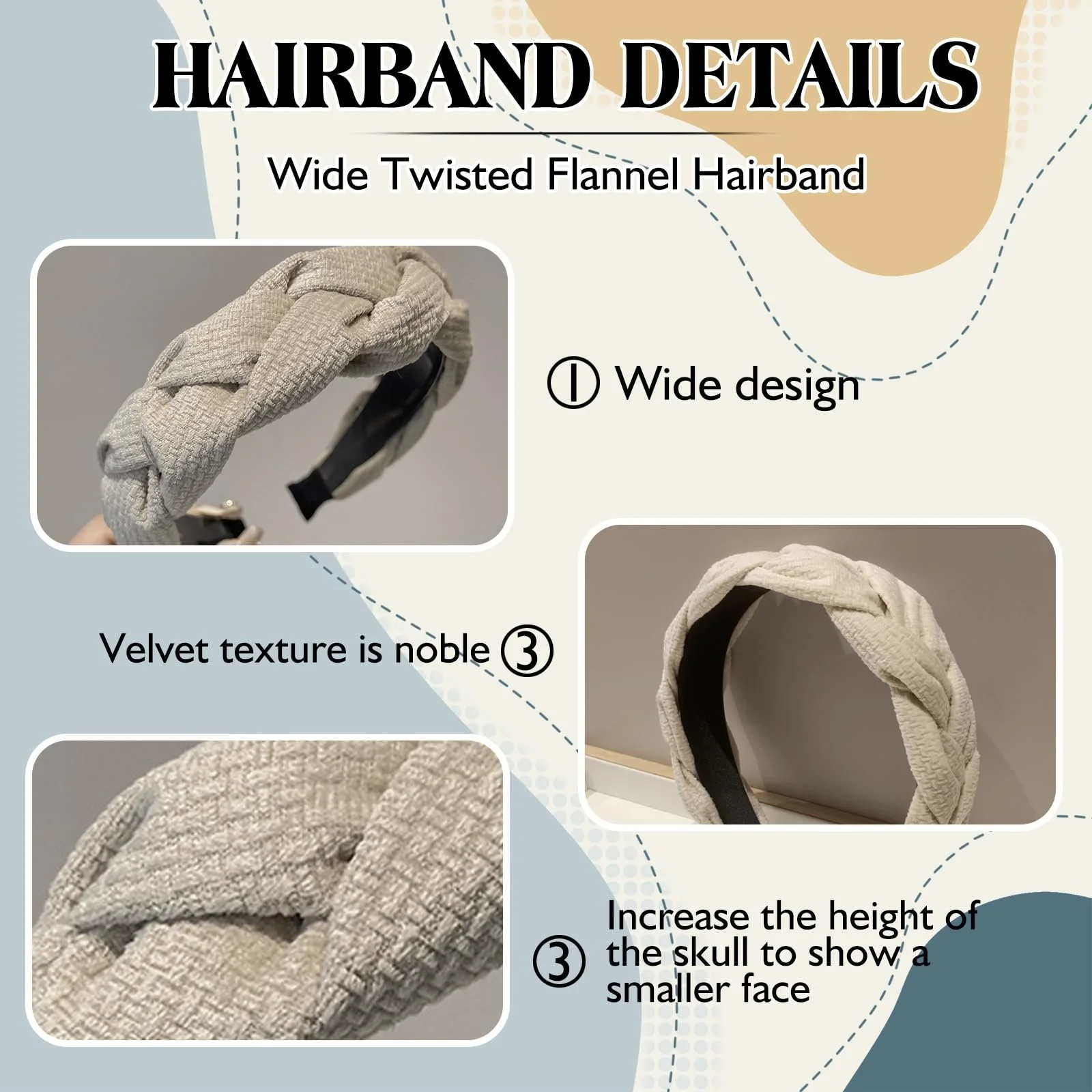 Обруч на голову Плетена Тканинна Широка, фото №3