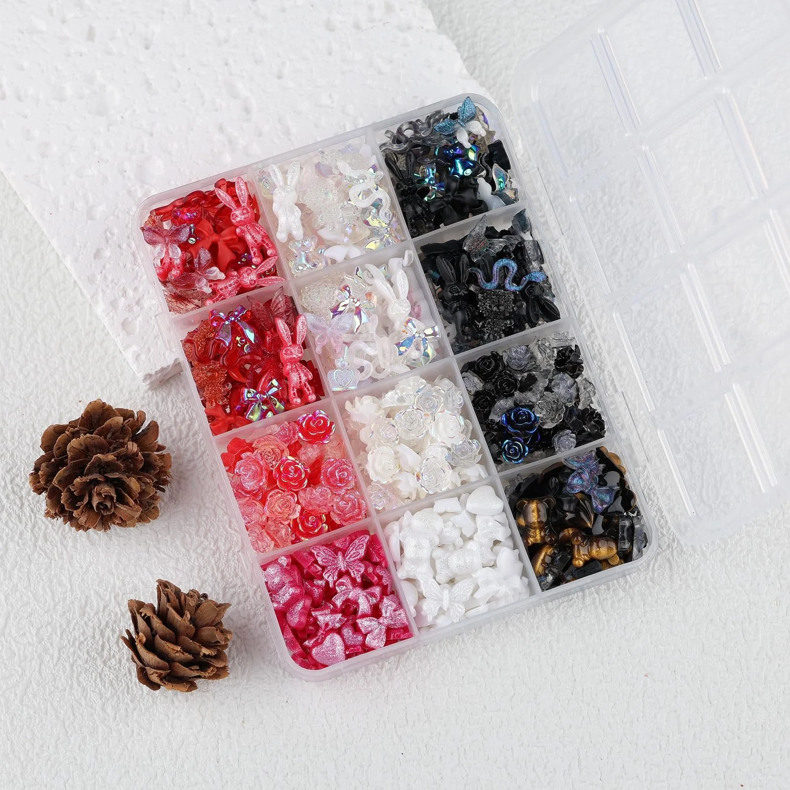 Набір для нігтів 3D метелик троянда квітка бант кролик ведмідь 2050 шт. чорний, фото №2