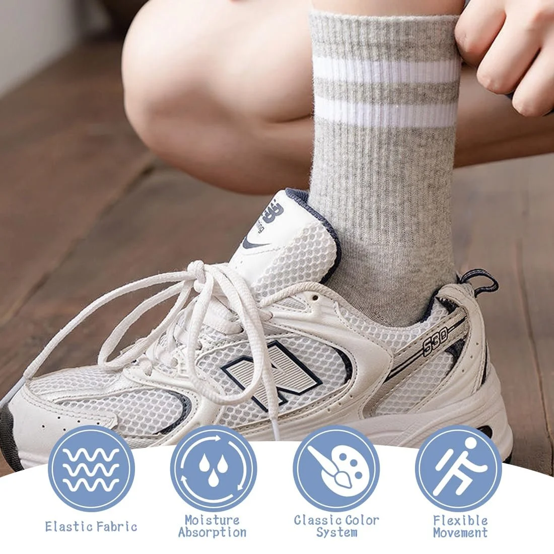 Спортивні шкарпетки Сірий, 3 пари, розмір 34-38, фото №4 Спортивні шкарпетки Сірий, 3 пари, розмір 34-38, фото №4