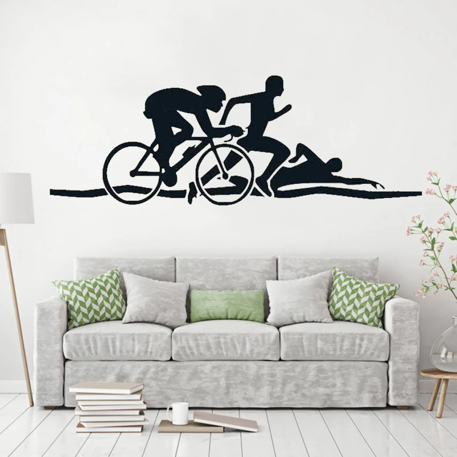 Наклейка на стіну Triathlon Swimming Running 110x316 см Чорний, фото №2