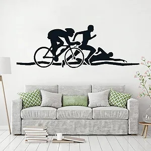 Наклейка на стіну Triathlon Swimming Running 110x316 см Чорний synthetic.ua - Фото 1