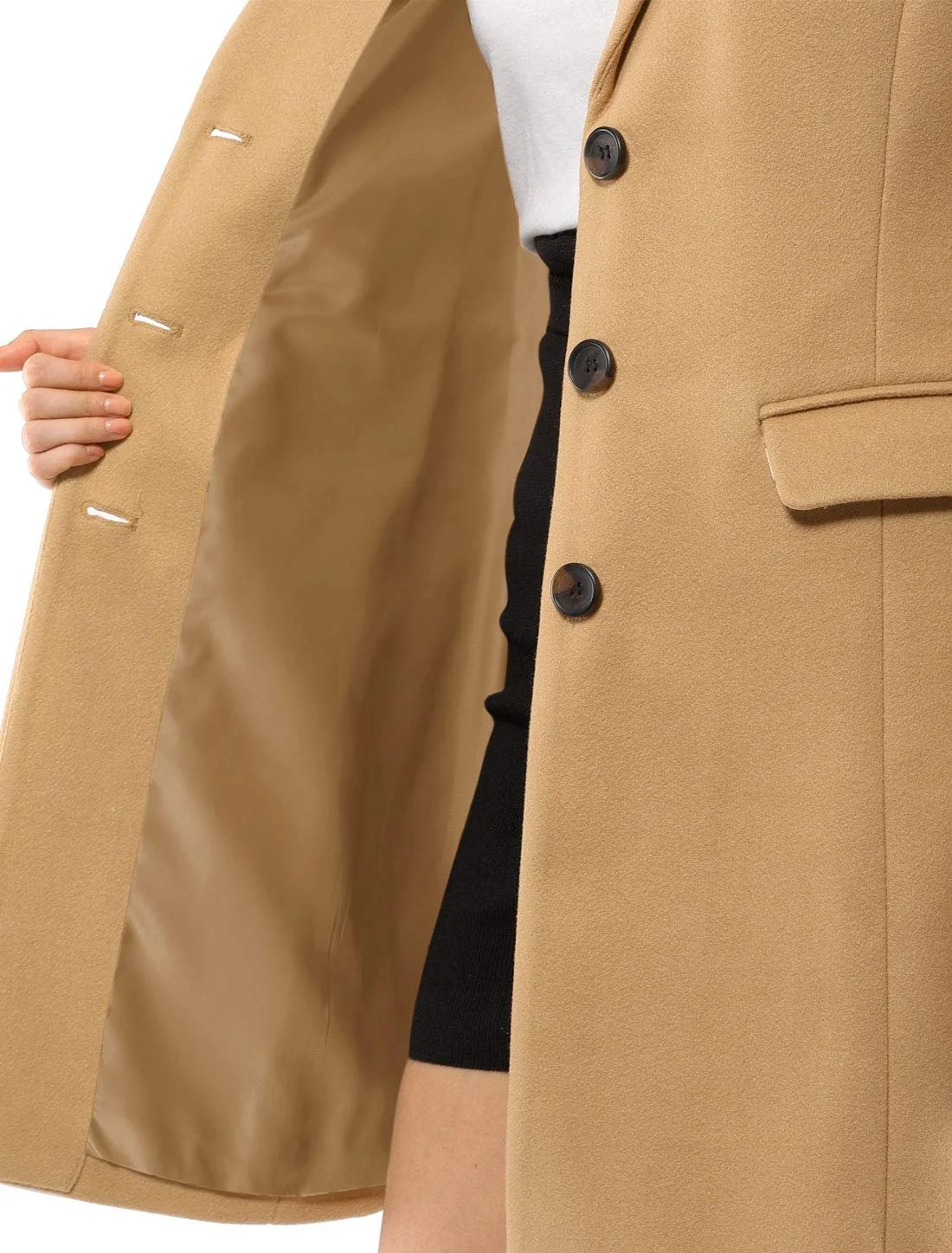 Шерстяное пальто Allegra K на пуговицах с лацканами, фото №7