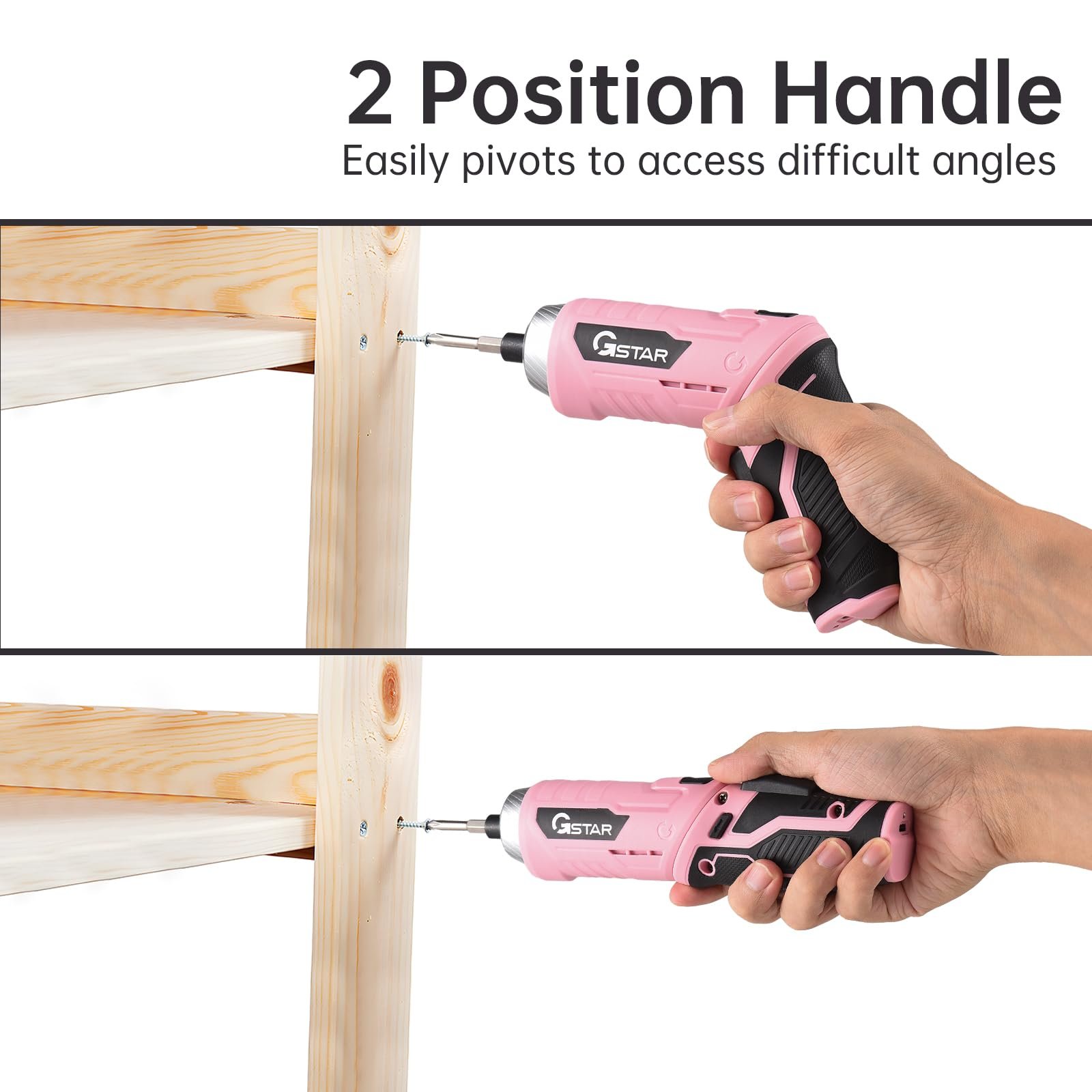 Електрична викрутка Kavolet 41pcs 3Nm 3.6V з LED підсвіткою, набір з обертальною ручкою, зарядний кабель Type C, сумка для перенесення, фото №3